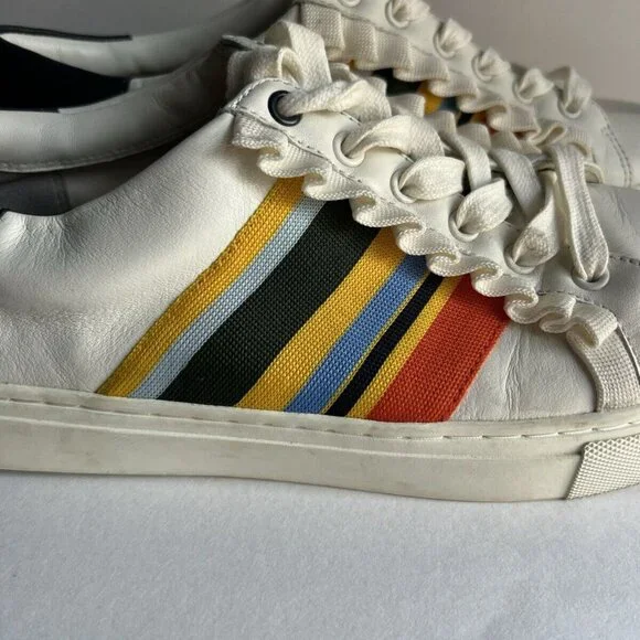 TORY Burch SPORT Ruffle Striped Women’s 8.5 Low Top Sneakers Lace Up Shoes - Picture 12 of 16